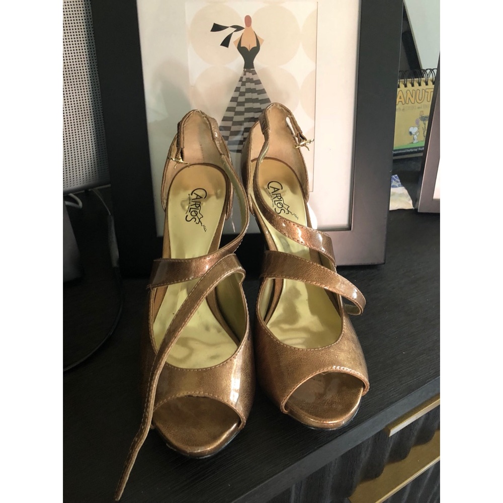 Carlos Santana Strappy Bronze Heels